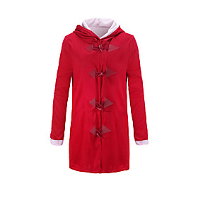 women winter plus size solid plus velvet coat buckle buttons pocket overcoat faux fur warm retro jacket (red,xl)