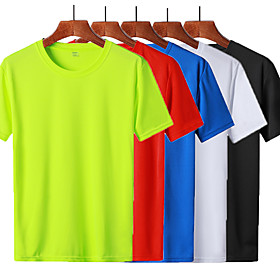 Men's T shirt Hiking Tee shirt Short Sleeve Crew Neck Tee Tshirt Top Outdoor Quick Dry Lightweight Breathable Sweat wicking Summer Polyester White Black Blue R