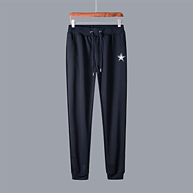 Men's Casual / Sporty Sweatpants Outdoor Sports Daily Sports Pants Pants Graphic Full Length Drawstring Pocket Print Black Light gray Dark Gray Navy Blue