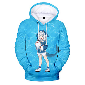 Inspired by Gawr gura Cosplay Cosplay Costume Hoodie 100% Polyester Graphic Printing Harajuku Graphic Hoodie For Women's / Men's