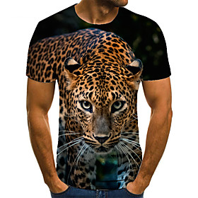 Men's T shirt Shirt 3D Print Animal 3D Print Print Short Sleeve Casual Tops Casual Fashion Round Neck Light Yellow