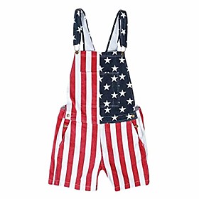 Women's Casual Daily Causal Back to School Daily Wear 2021 Photo Color Loose Overall USA National Flag / Denim