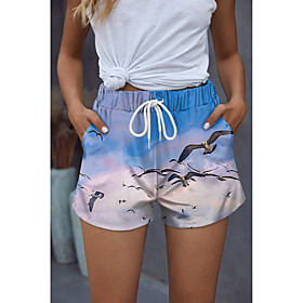Women's Stylish Basic Active Pajamas Comfort Beach Weekend Pants Short Graphic Prints Animal Sporty Elastic Waist Print Blue