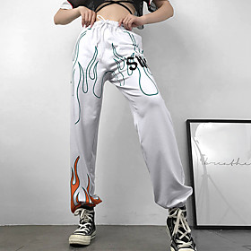 Women's Streetwear Athleisure Comfort Casual Weekend Jogger Pants Graphic Prints Full Length Drawstring Pocket Print White