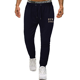 Men's Casual / Sporty Sweatpants Outdoor Sports Daily Sports Pants Pants Graphic Full Length Drawstring Pocket Print Black Light Grey Dark Gray Navy Blue