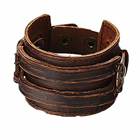 Brown Leather Men's Cuff Bracelet