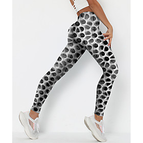 Women's Colorful Fashion Comfort Skinny Weekend Gym Leggings Pants 3D Print Spot Ankle-Length Sporty Elastic Waist Print Black / White