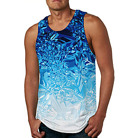 Men's Tank Top Vest Undershirt Shirt 3D Print Crystal 3D Print Sleeveless Daily Tops Casual Beach Blue / Summer