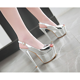 Women's Sandals Stiletto Heel Peep Toe PU Synthetics Gold Silver