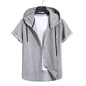 Men's Sweatshirt Shirt non-printing Color Block Plain Patchwork Short Sleeve Casual Tops Light gray