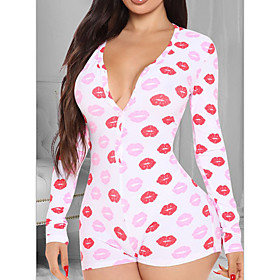 Women's Ordinary Red Blushing Pink Wine Romper Letter Print