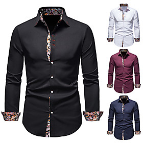 Men's Shirt Other Prints Abstract Long Sleeve Daily Tops Button Down Collar Wine White Black