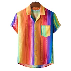 Men's Shirt 3D Print Graphic Prints Print Short Sleeve Vacation Tops Rainbow
