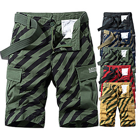 Men's Hiking Shorts Hiking Cargo Shorts Military Stripes Summer Outdoor 10 Standard Fit Ripstop Multi-Pockets Quick Dry Breathable Cotton Knee Length Shorts Bo