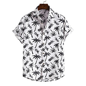 Men's Shirt Other Prints Zebra collared shirts Print Short Sleeve Daily Tops Beach Boho White