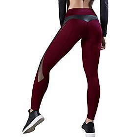 Mesh Splice Sport Leggings Fitness Women High Waist Yoga Pants Breathable Elastic Tights Training Gym Leggins