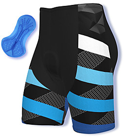 21Grams Men's Cycling Shorts Summer Spandex Polyester Bike Shorts Pants Padded Shorts / Chamois 3D Pad Quick Dry Moisture Wicking Sports Stripes Patchwork Blue