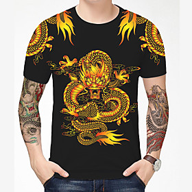 Men's T shirt 3D Print Dragon Graphic Graphic Prints 3D Print Short Sleeve Daily Tops Chinese Style Casual Black
