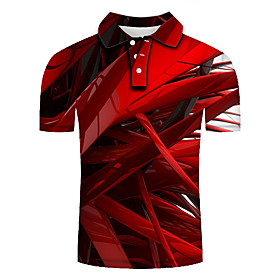 Men's Golf Shirt Tennis Shirt 3D Print Geometric 3D Print Print Short Sleeve Casual Tops Personalized Casual Fashion Red