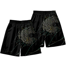 Casual / Sporty Athleisure Men's Jogger Shorts Daily Holiday Pants Short Spider web Elastic Waist 3D Print Black