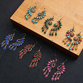 Women's Turquoise Drop Earrings Dangle Earrings Vintage Earrings Jewelry Rainbow color / Blue / Green For Date Festival