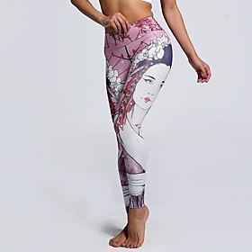 Women's Basic Casual Comfort Daily Gym Leggings Pants Print Ankle-Length Patchwork Print Blushing Pink