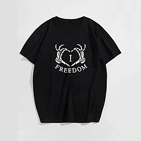 Men's Unisex T shirt Hot Stamping Hand Plus Size Print Short Sleeve Casual Tops 100% Cotton Basic Casual Fashion Black