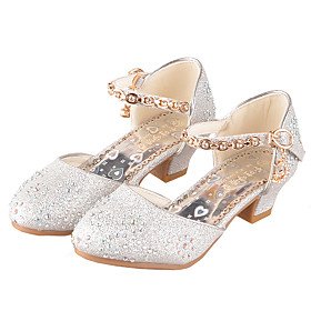 Girls' Heels Flower Girl Shoes Princess Shoes School Shoes Rubber PU Little Kids(4-7ys) Big Kids(7years ) Daily Party  Evening Walking Shoes Rhinestone Sparkli