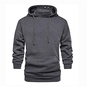 Men's Pullover Hoodie Sweatshirt Solid Color Hooded non-printing Long Hoodies Sweatshirts  Long Sleeve Light gray Black Dark Gray