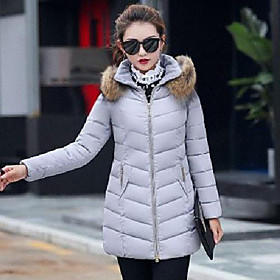 hot sale women's parka winter coat overcoat long down slim jacket outwear (gray, xl)
