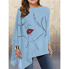 Women's Plus Size Tops Blouse Graphic Prints Long Sleeve Round Neck Big Size / Loose