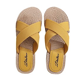 Women's Slippers  Flip-Flops Flat Heel Open Toe Booties Ankle Boots EVA(ethylene-vinyl acetate copolymer) Lace-up Solid Colored Almond Black Yellow / Booties /