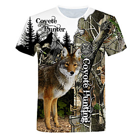 Men's Hunting T-shirt Tee shirt Camo / Camouflage Deer Short Sleeve Outdoor Summer Wearable Quick Dry Breathable Soft Cotton Camping / Hiking Hunting Fishing Y