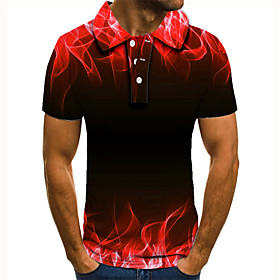 Men's Golf Shirt Tennis Shirt 3D Print Graphic Prints Streamer Button-Down Short Sleeve Street Tops Casual Fashion Cool Red / Sports