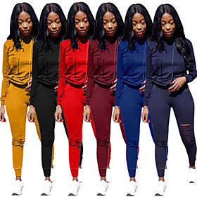 Women's 2 Piece Tracksuit Sweatsuit Jogging Suit Street Casual Long Sleeve Moisture Wicking Quick Dry Breathable Running Active Training Jogging Sportswear Sol