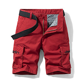 Men's Shorts Cargo Shorts Shorts Pants Solid Colored ArmyGreen Black Blue Red Khaki