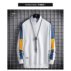Men's Pullover Sweatshirt Color Block Patchwork Round Neck Daily Going out Casual Hoodies Sweatshirts  Long Sleeve Slim Blue Yellow White