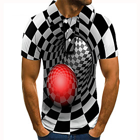 Men's Golf Shirt Tennis Shirt 3D Print 3D Graphic Prints Button-Down Short Sleeve Street Tops Casual Fashion Cool Black / Sports