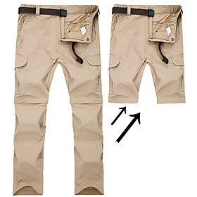 Men's Hiking Pants Trousers Convertible Pants / Zip Off Pants Solid Color Summer Outdoor Waterproof Breathable Quick Dry Sweat-wicking Nylon Pants / Trousers C