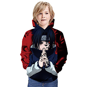 Sweat à capuche Garçon Enfants Manches Longues 3D effet Animé Noir Enfants Hauts L'autume L'hiver Actif du quotidien Extérieur Standard 4-12 ans / Printemps