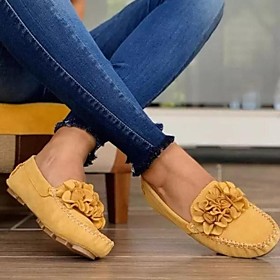 Women's Loafers  Slip-Ons Comfort Shoes Wedge Heel Nubuck Solid Colored Yellow Red Pink