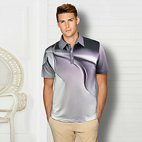 Men's Golf Shirt Tennis Shirt 3D Print Geometric 3D Print Print Short Sleeve Casual Tops Casual Fashion Black / White