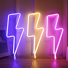 LED Neon Light Lightning Shape Night Light INS Christmas Party Wedding Decoration Home Gift USB or Battery Operated Wall Decoration Lamp