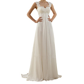 h.s.d women's sweetheart lace empire chiffon long wedding dress bridal gown ivory