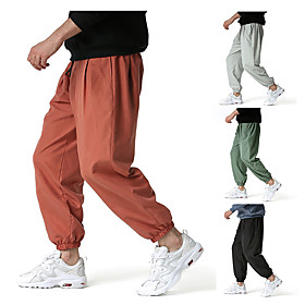 Men's Chino Loose Casual Harem Loose Chinos Pants Solid Colored Full Length Black Orange Green Light gray