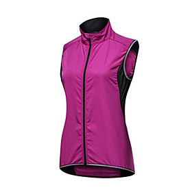 Women's Sleeveless Cycling Jersey Cycling Vest Summer Rose Red Solid Color Bike Jersey Top Mountain Bike MTB Road Bike Cycling Waterproof Quick Dry Reflective