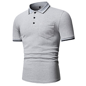 Men's Golf Shirt Other Prints Plain Short Sleeve Casual Tops Cotton Gray