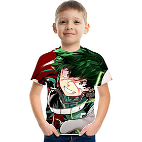 Kids Boys' T shirt Tee Short Sleeve Anime Graphic Rainbow Children Tops Summer Active Fashion Streetwear 3-12 Years
