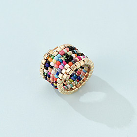 European And American Style Fashion Trend Bohemian Color Rice Beads Multi-Layer Ring