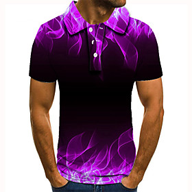 Men's Golf Shirt Tennis Shirt 3D Print Graphic Prints Geometry Button-Down Short Sleeve Street Tops Casual Fashion Cool Purple / Sports
